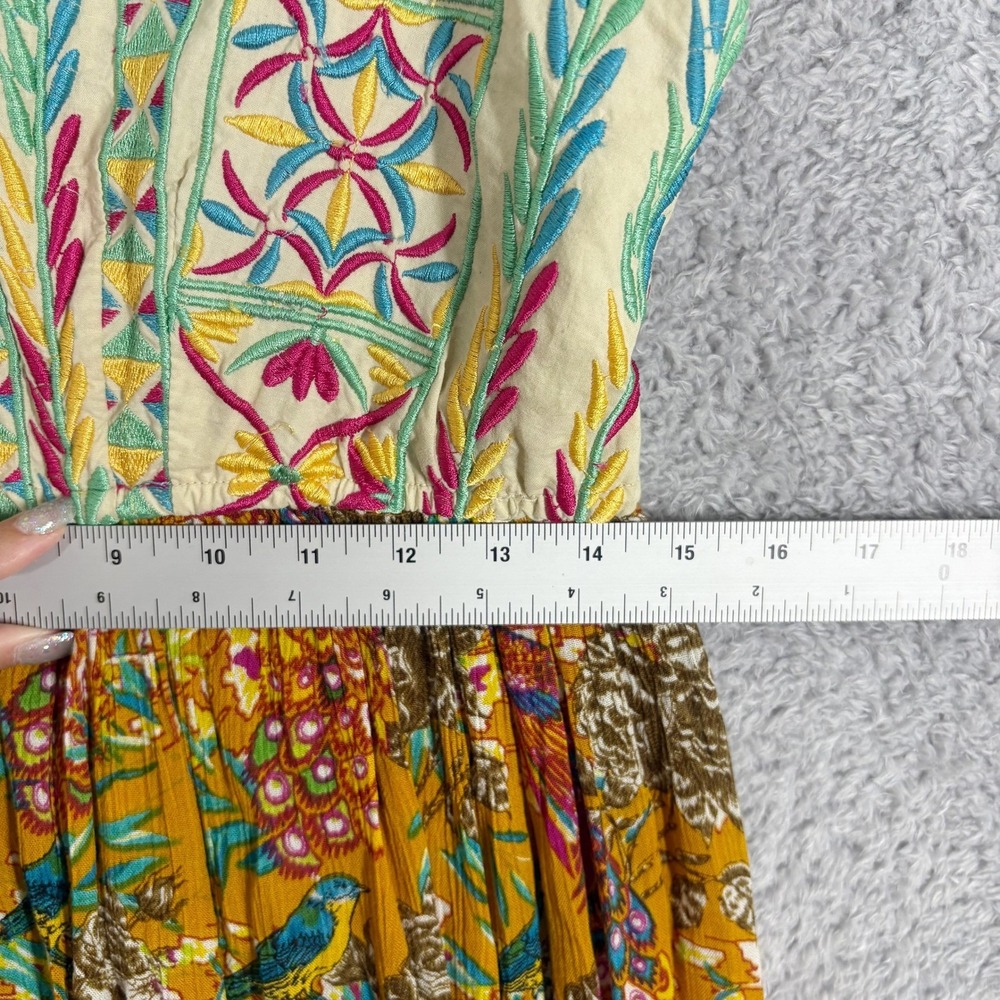 RAGA Anthro Feathers Of Paradise Parkland Maxi Dress Size M Floral Embroidered - Picture 5 of 8